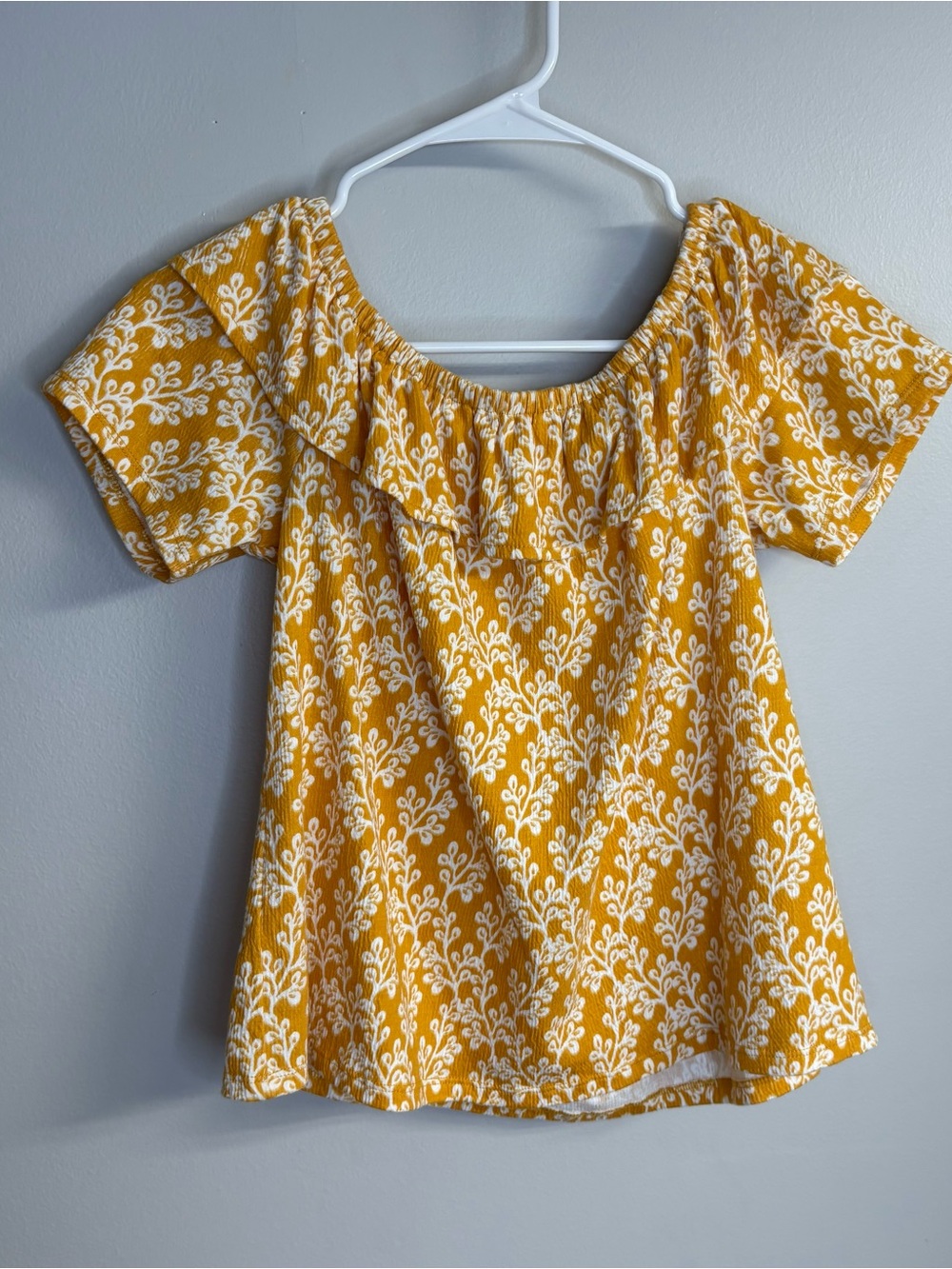 LOFT Mustard Yellow Floral Off-Shoulder Top